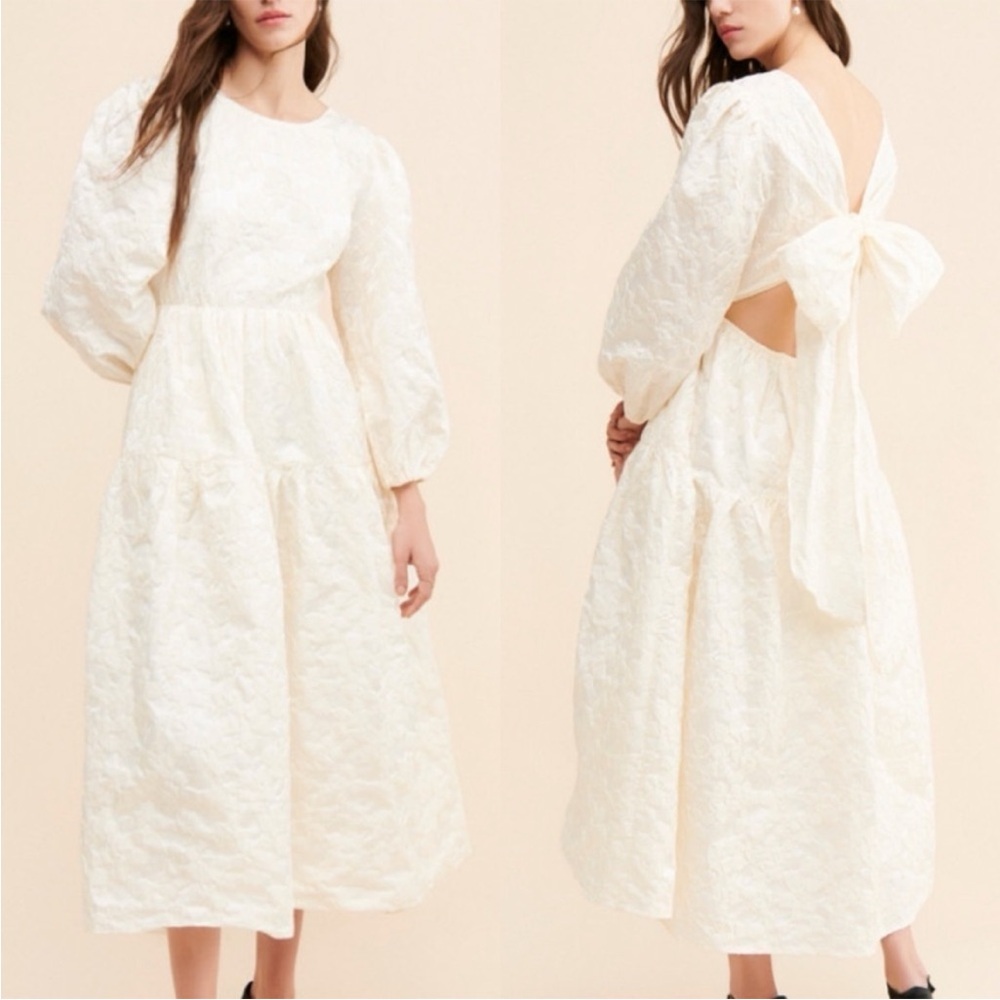 Sister Jane Bale Jacquard Midi Dress Cream Bridal Womens Small S